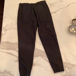 Mens black jogger with white pinstripes
